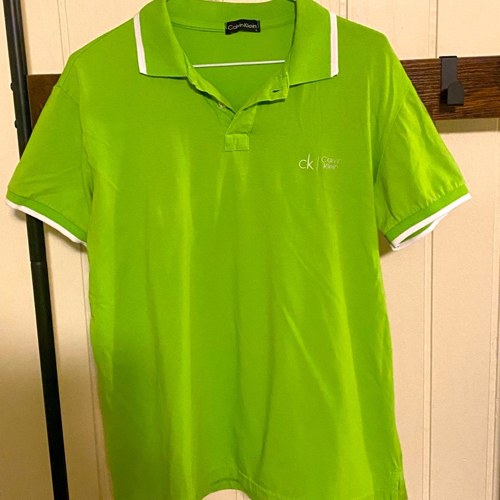 Calvin Klein Polo T-shirt, Green, Large but fitted